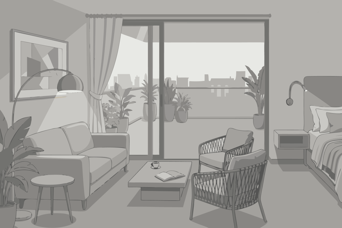 Suite Deluxe de Canto com 1 Quarto, 1 Cama King-size e Vista Rio - Acessível a Pessoas com Mobilidade Condicionada